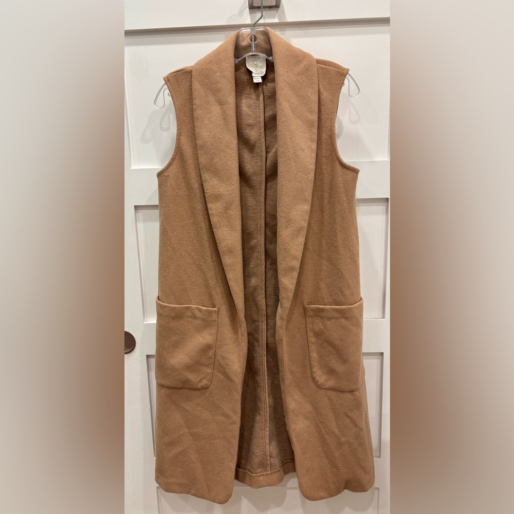 Joie Camel Open-Front Sleeveless Vest